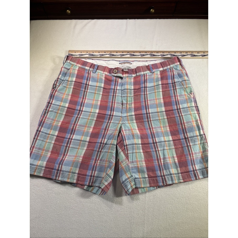 Peter Millar Shorts Mens 38 Multicolor Plaid Seaside Linen, Silk Golf Summer